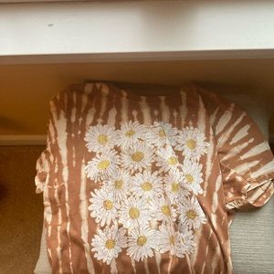 brown with cute flowers, T-shirt,